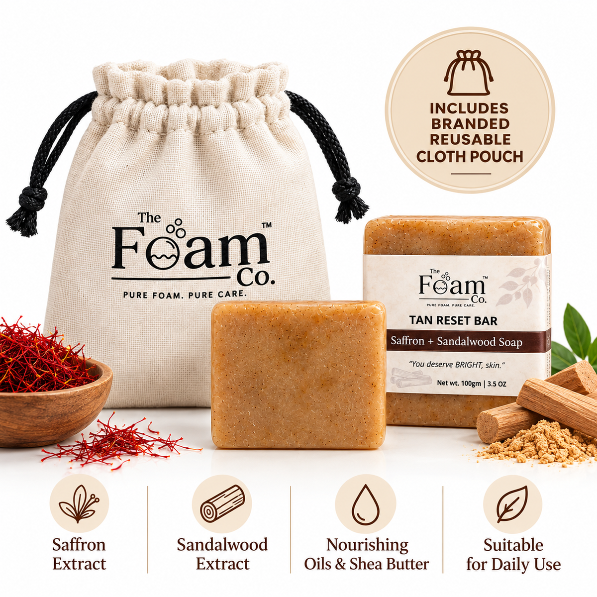 Tan Reset Bar | Saffron & Sandalwood Bathing Soap