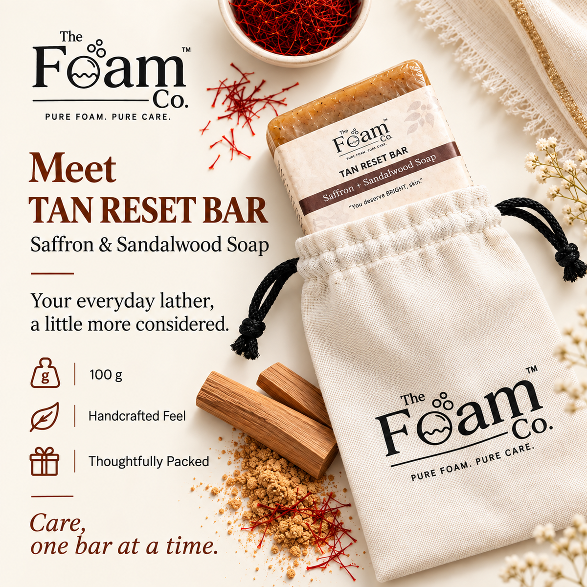 Tan Reset Bar | Saffron & Sandalwood Bathing Soap