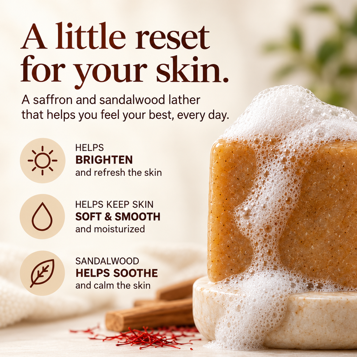 Tan Reset Bar | Saffron & Sandalwood Bathing Soap